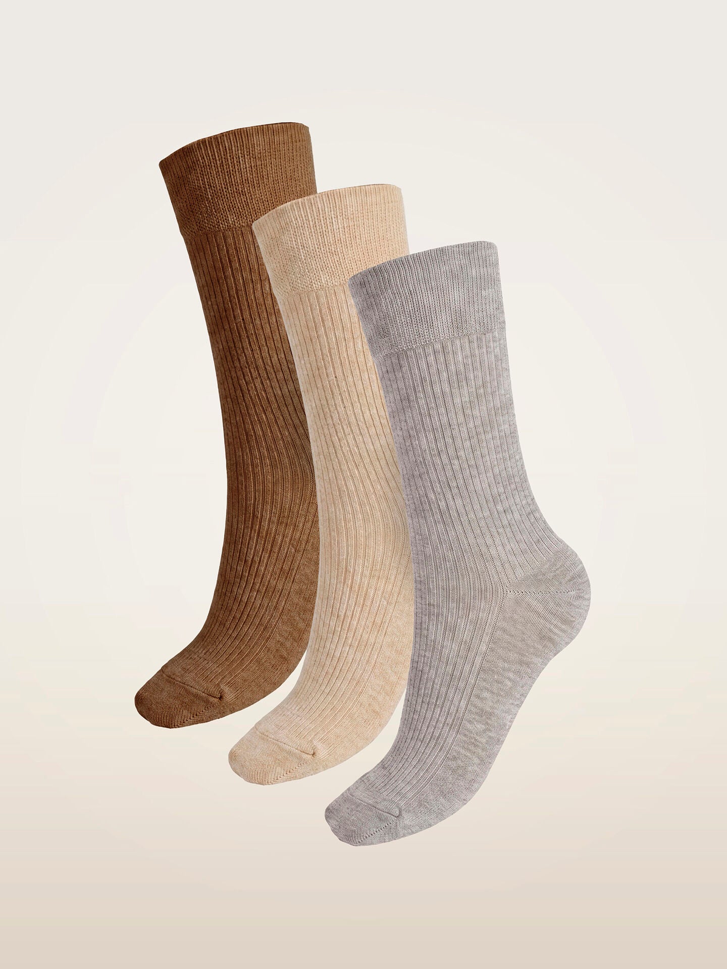 RIBBED STRETCH COTTON SOCKS TRI PACK